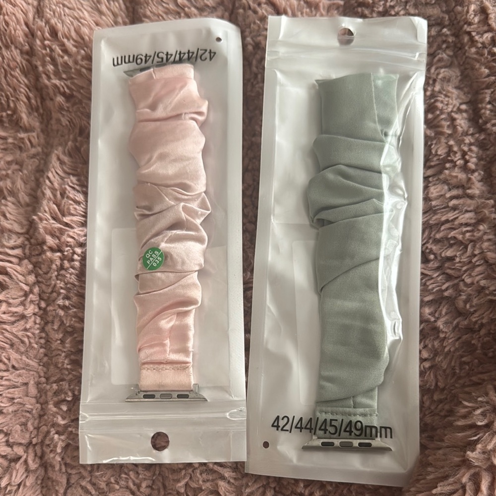 Pink and Green Scrunchie Apple Watch Bands